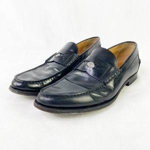 Vintage Gucci Penny Coin Black Leather Loafers 10